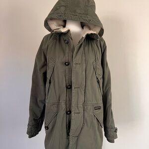 Abercrombie & Fitch Olive Hooded Puffer Jacket